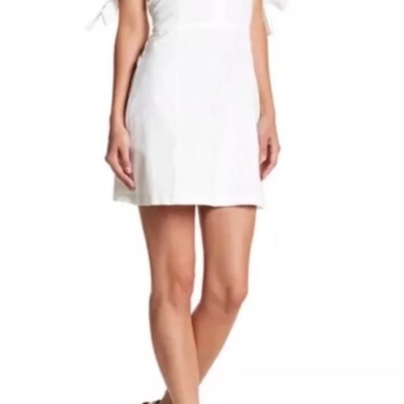 English Factory White Strapless Bow Sleeve Tie Mini Dress Size - XS - Picture 10 of 11